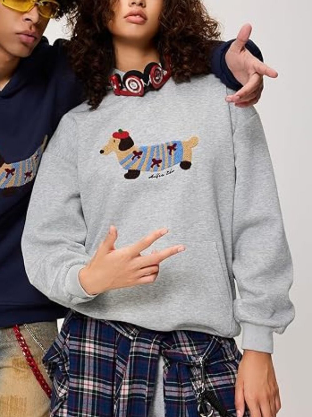 Aelfric Eden Cartoon Dachshund Oversized Hoodie Sweatshirt, XS